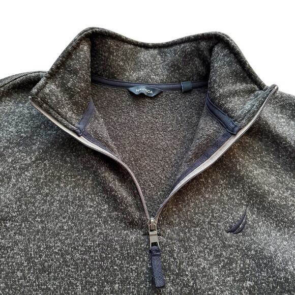 Nautica 1/4 zip Pullover sweatshirt Mens M Gray Fleece Athletic Athleisure Fall - Picture 4 of 13